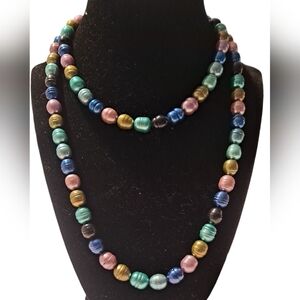 Honora Multi Color Cultured Pearl Necklace 36" Long Sterling Silver Clasp